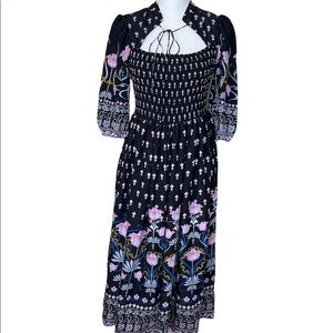 Anthropologie Floral Print Mid-Length Dress Size S